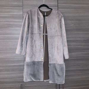 Zara Jacket, Faux Fur Trim, Grey, Size S